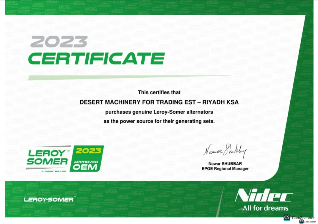 LEROY SOMER Certificate